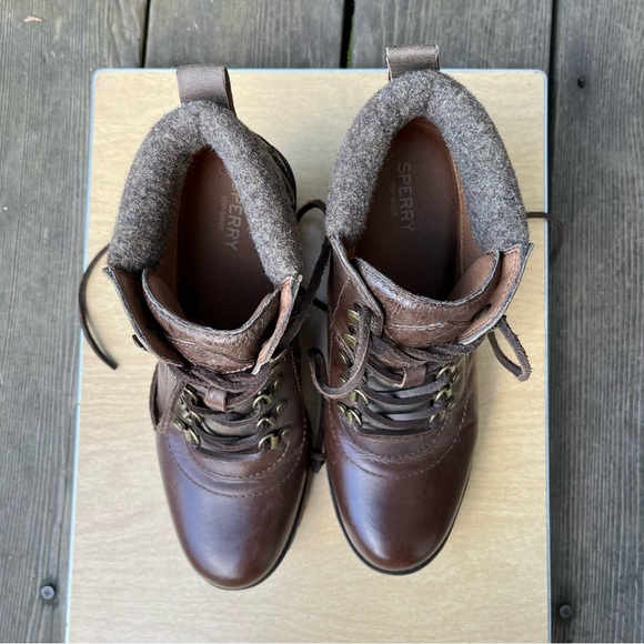 Sperry Top-Sider Wm’s Celeste Bliss Brown Leather Wedge Lace Up Ankle Boots Sz 9 - Picture 8 of 14